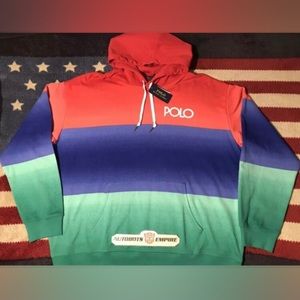 Vintage Ralph Lauren Polo OMBRE Hoodie XL Stadium Beach Rlx Sportsman Rugby Rlpc